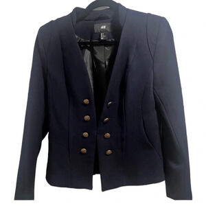 US Size 6 navy blue h&m blazer gold buttons in excellent condition​